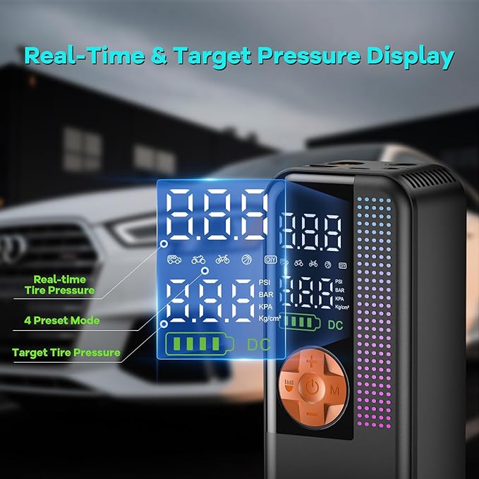 Portable Tire Inflator Air Compressor, 150 PSI Cordless Air Pump, 6000mAh