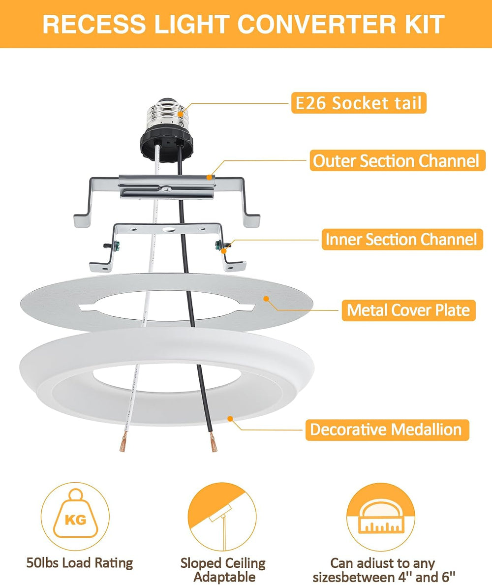 2-Pack Recessed Can Light Conversion Kit for 5" and 6" Ceiling