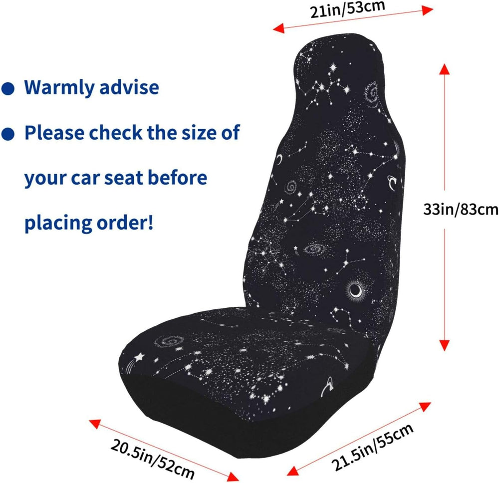 Car Seat Covers 2pc Front Seat Protector Cover Cushion Moon Space Planet Star...