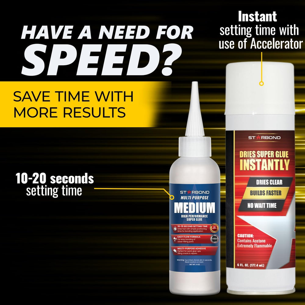 Starbond Medium CA Glue with Activator Bundle (4 oz. + 6 oz.) – Premium Cyano...