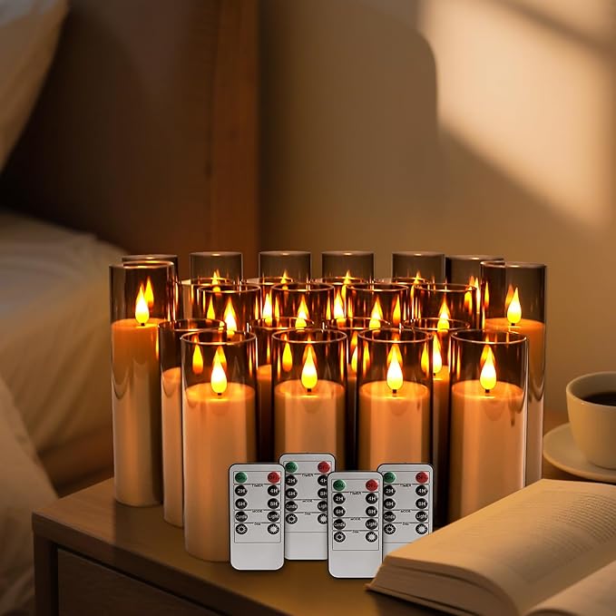 Halloween Decoration Flickering Flameless Candles Battery Operated Timer Led ...