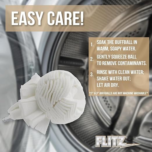 Flitz Buff Ball w/ 1.76oz Metal Polish Paste - 3in Drill Buffer Polisher