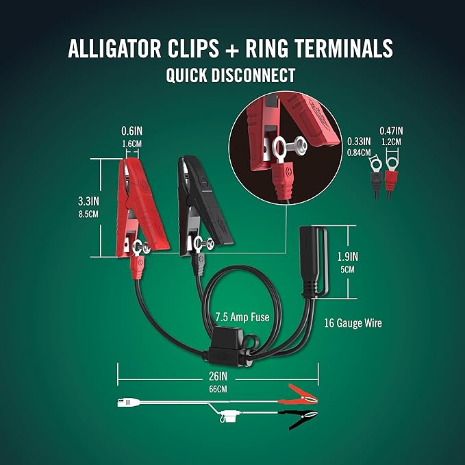 Battery Tender Junior 12V, 750mA Charger and Maintainer: Automatic 12V