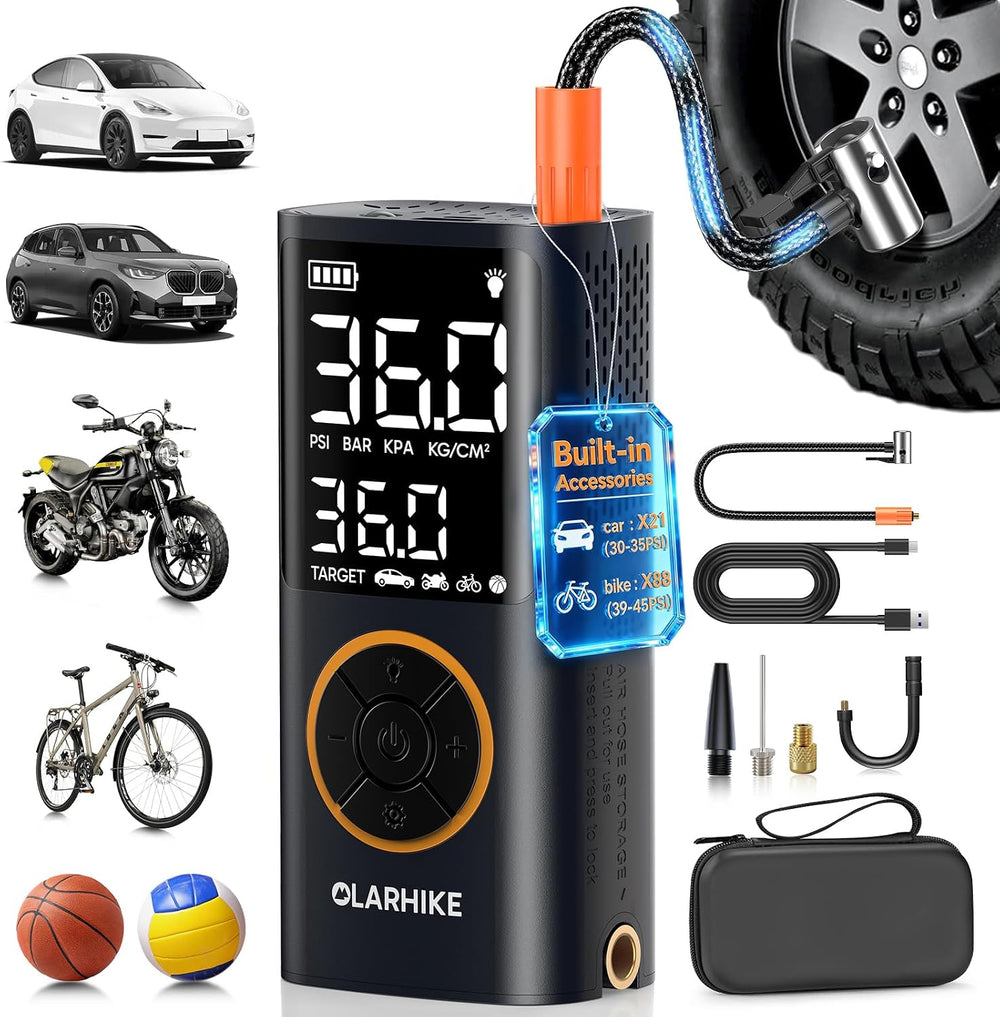 OlarHike Tire Inflator Portable Air Compressor, Cordless Electric Bike Pump