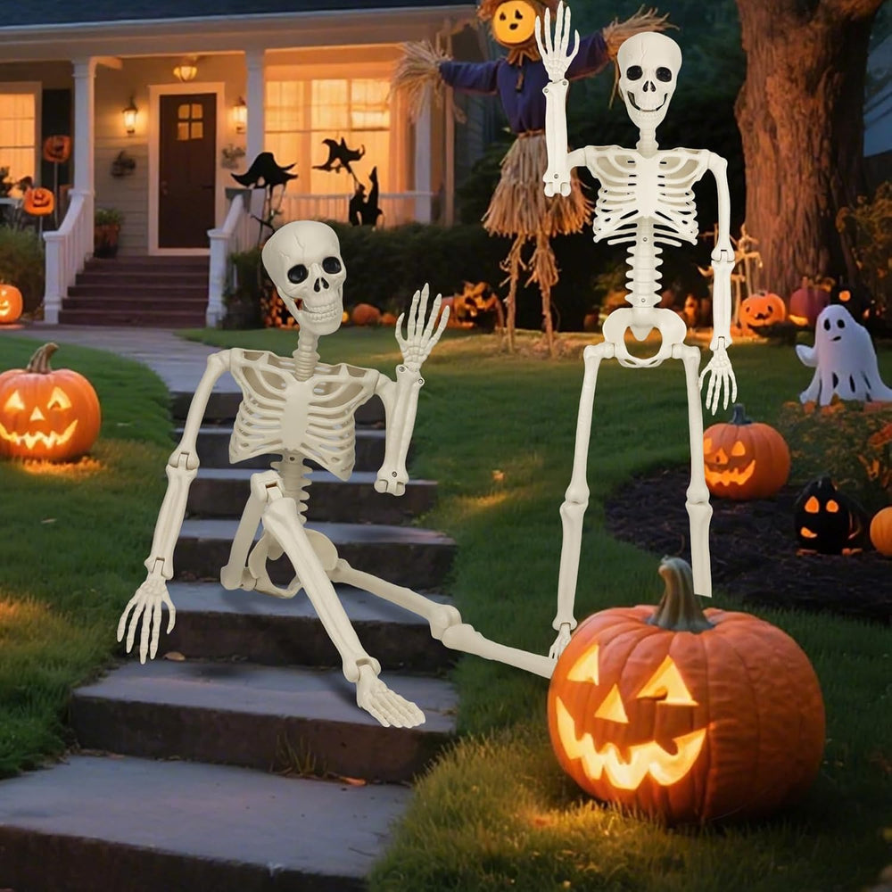 2 Pack 36'' Skeletons Halloween Decorations Outdoor: 3 FT Posable Ske...