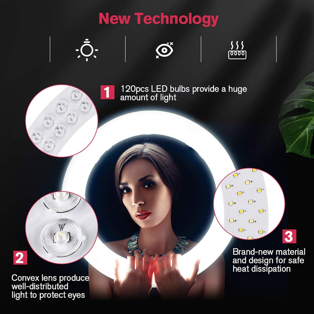 18 inch LED Ring Light with Tripod Stand Dimmable Makeup Selfie Ring Light fo...