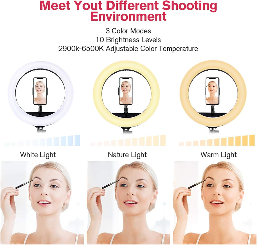 18 inch LED Ring Light with Tripod Stand Dimmable Makeup Selfie Ring Light fo...