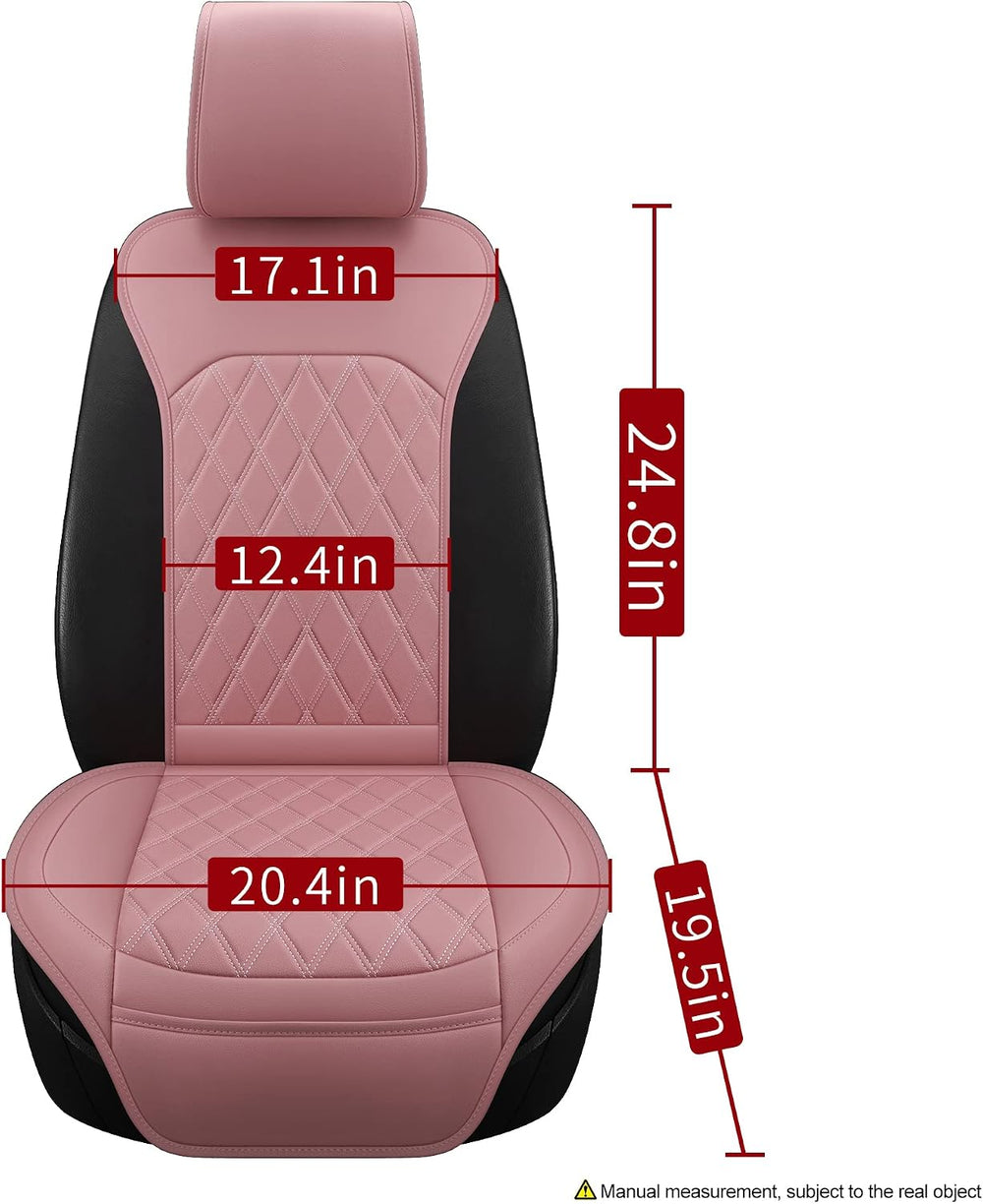 Universal Front Leather Car Seat Covers Pink 2 Pcs Luxury Seat Covers, Anti-S...