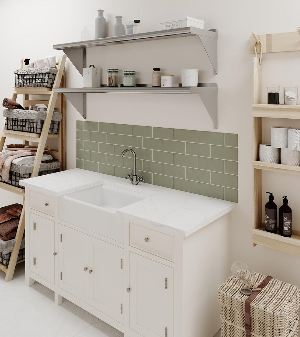 AmGood 12 in. x 48 in. Stainless Steel Wall Shelf with Backsplash - Holds 250...