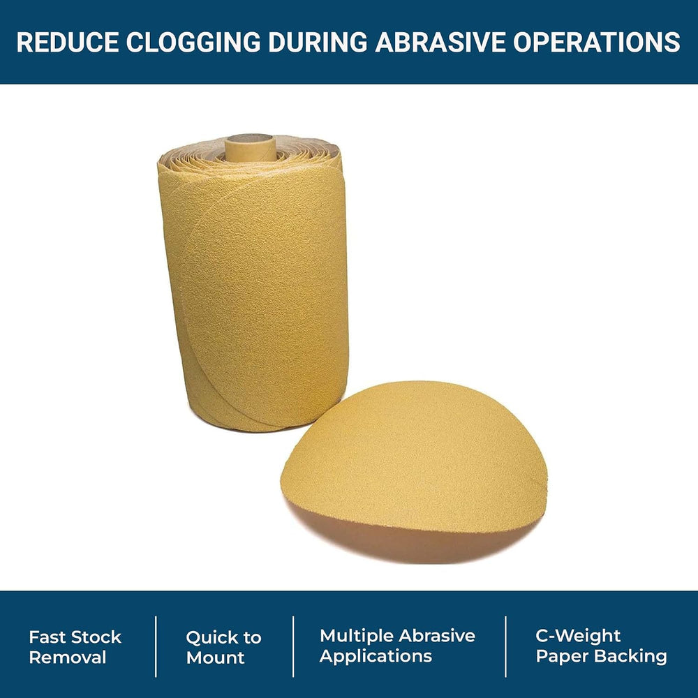 Benchmark Abrasives 5" PSA Gold Sanding Discs, 220 Grit, 100-Count