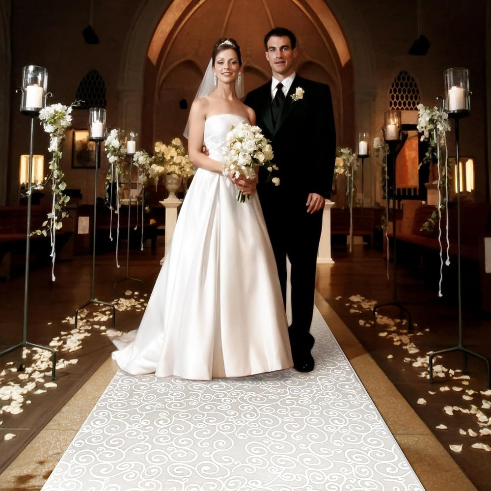 Thickened Aisle Runner for Wedding CeremonyFeet White Aisle Runner Walkway fo...