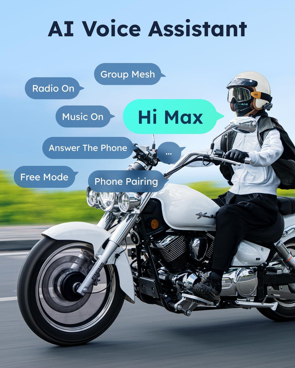 ASMAX S1 Motorcycle Bluetooth Headset with Smart Voice Control, 2 Pack