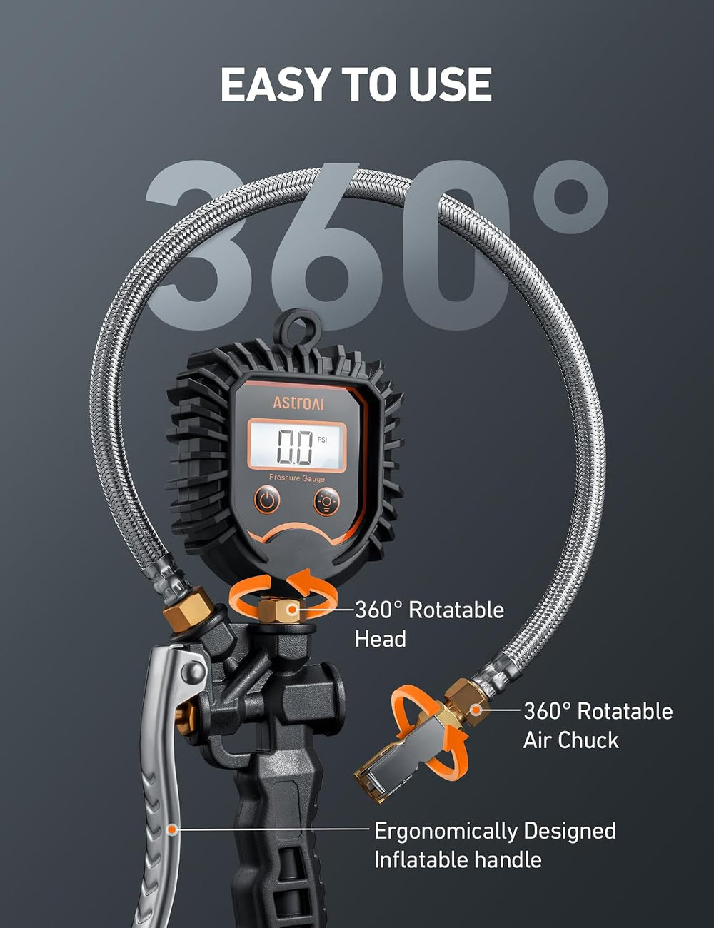 AstroAI Digital Tire Pressure Gauge, Heavy Duty Tire Inflator Gauge 250PSI Ai...