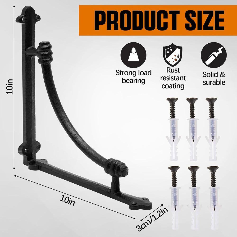 8 Pcs Cast Iron Shelf Brackets 10 Inch Decorative Shelf Brackets