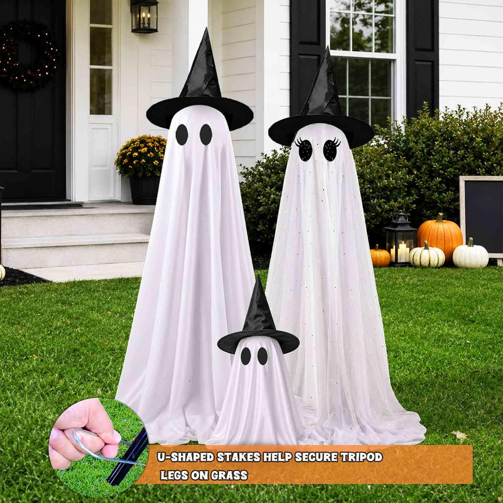 Halloween Decorations Outdoor, 3 Pack Light Up Spooky Ghosts with Remote Cont...