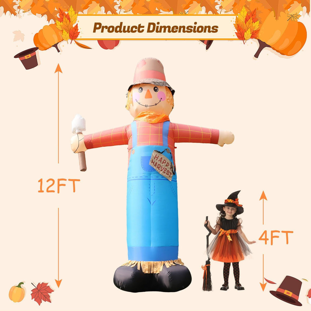 12FT Giant Inflatables Scarecrow Decorations, Fall Harvest Inflatable Yard De...