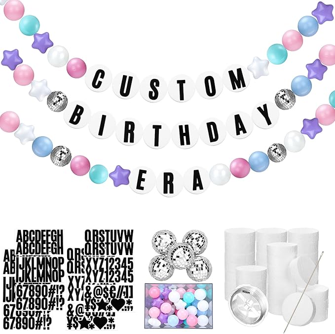 Giant Friendship Bracelet Garland Kit, DIY Birthday Banner with Letters Ball ...