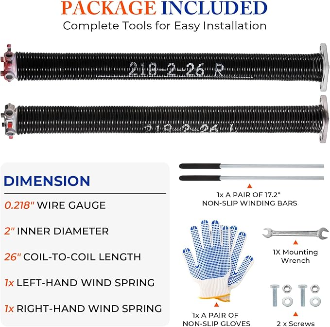 Pair of 2" Garage Door Torsion Springs