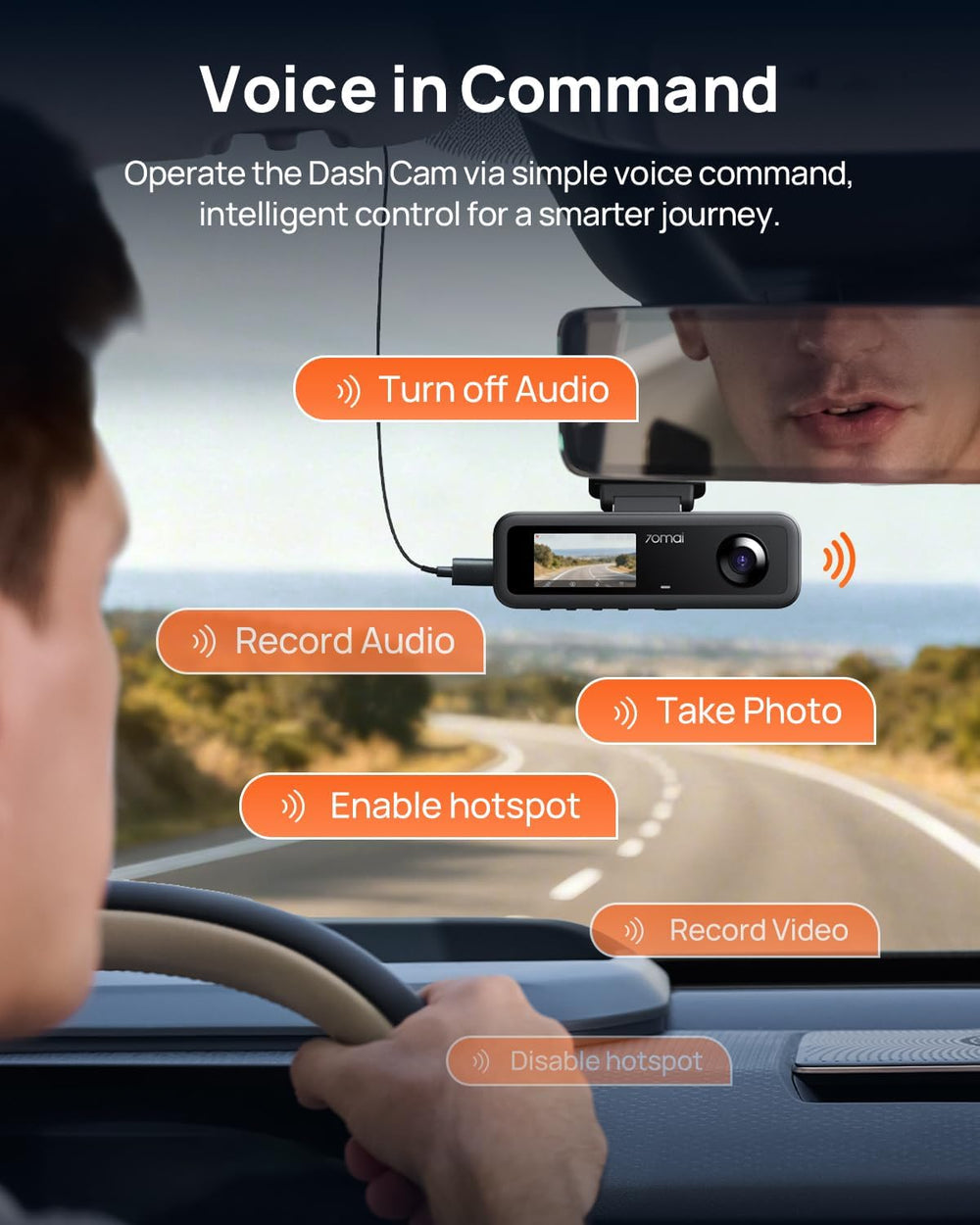 70mai 4K Dash Cam Front and Rear Inside, 3 Channel Car Dash Camera for Cars, ...