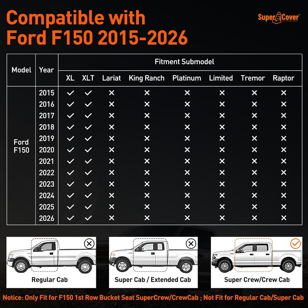 Super Cover® for Ford F150 Seat Covers 2015-2024 2025 2026 Full Set, for F-15...