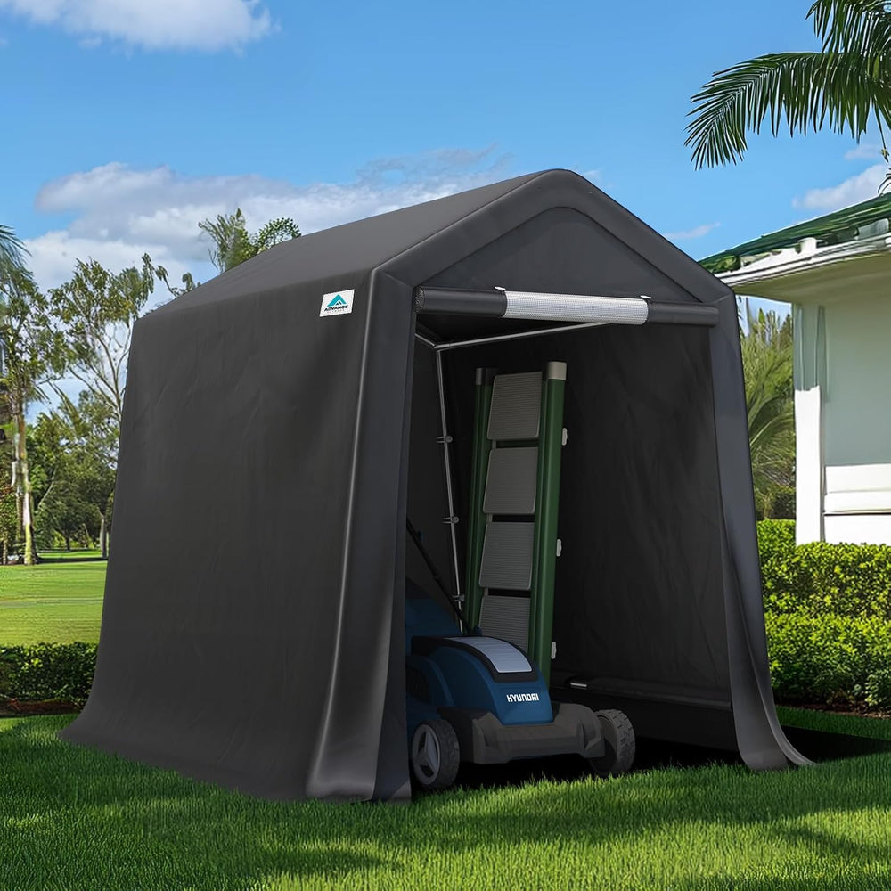 ADVANCE OUTDOOR 6x8 ft Outdoor Portable Storage Shelter Shed with 2 Roll up Z...