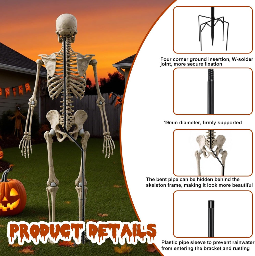 2Set Adjust Metal Skeleton Stand for 5.9/6.56ft Halloween Skeleton,30 Ties