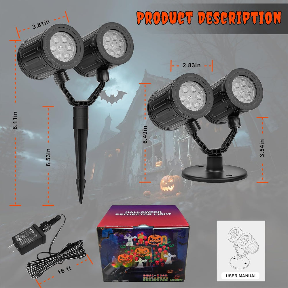 Halloween Projector Lights Outdoor 2026 Upgraded Double Head & Dynamic Ro...