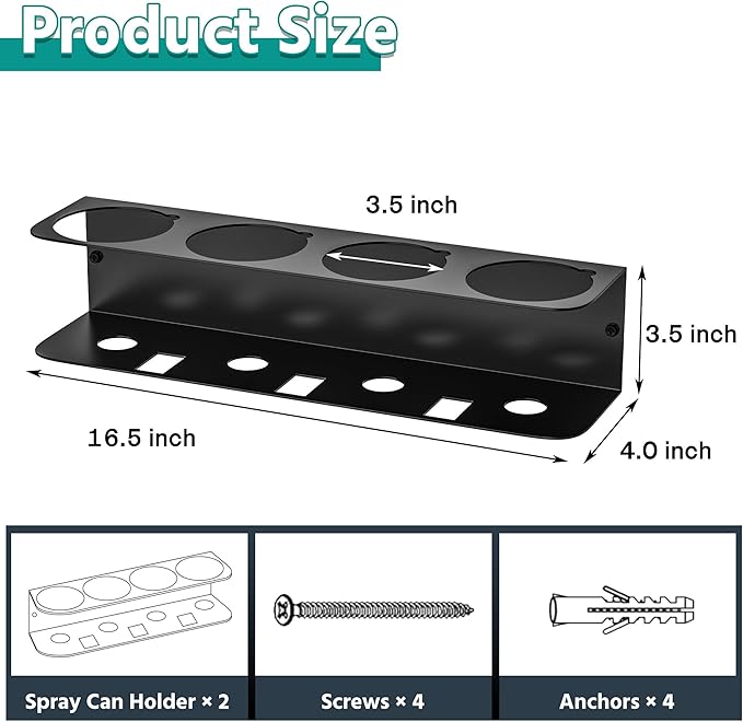 EVERHANGER Spray Can Holder, Wall Mount Spray Bottle Storage Rack Heavy Duty