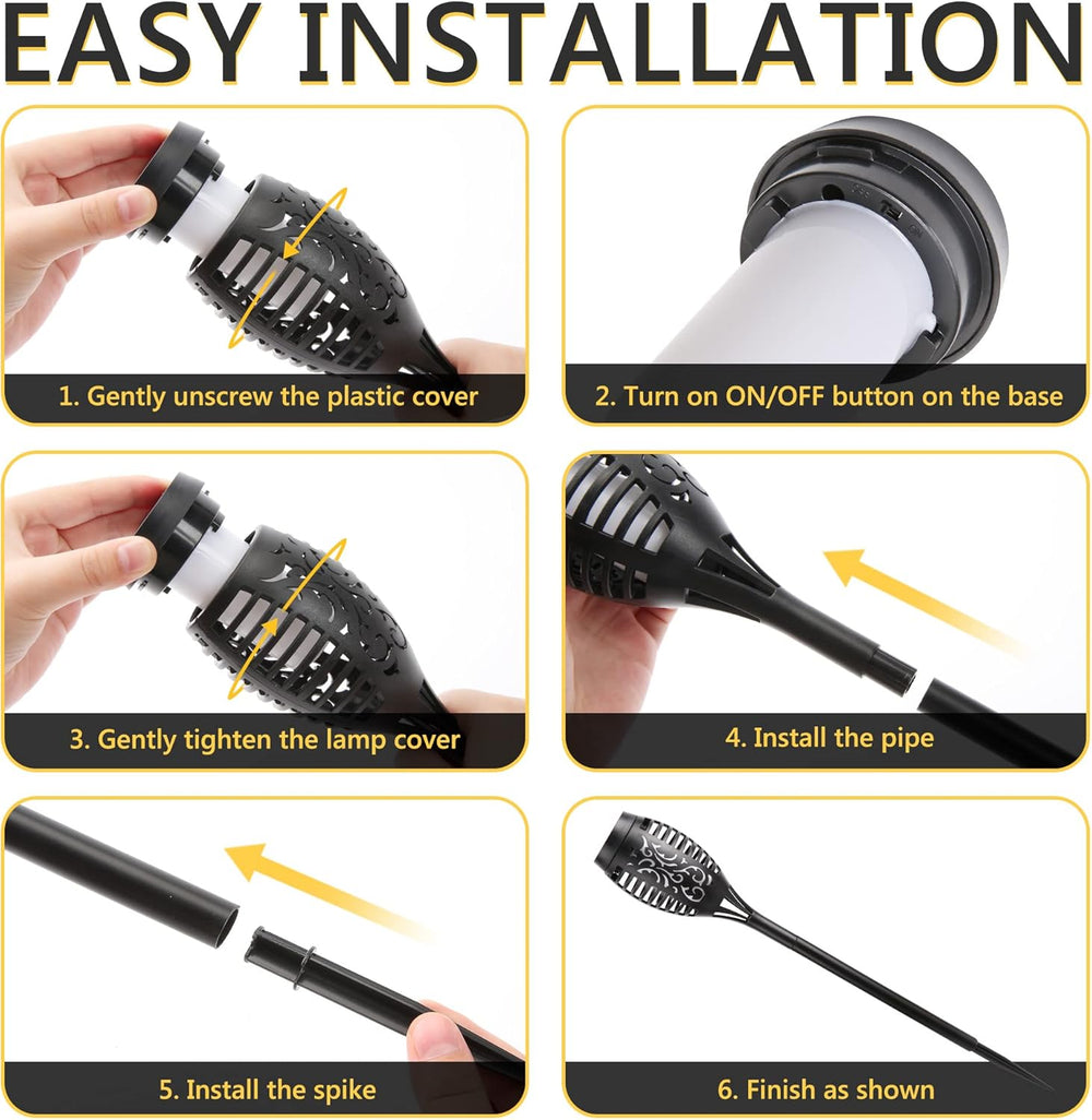 Toodour Solar Torch Flame Lights, 12 Pack Solar Halloween Lights Outdoor