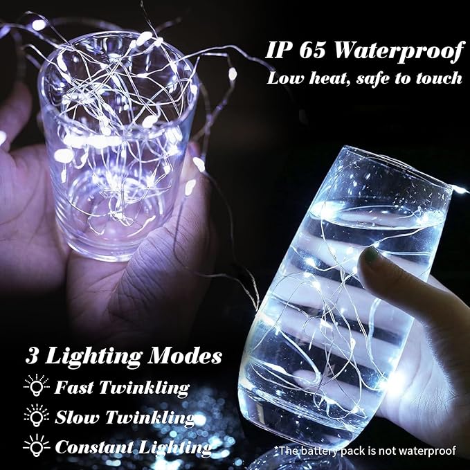ZGWJ 100 Pack Fairy Lights Battery Operated, 7ft 20 Mini LED Fairy String Lig...