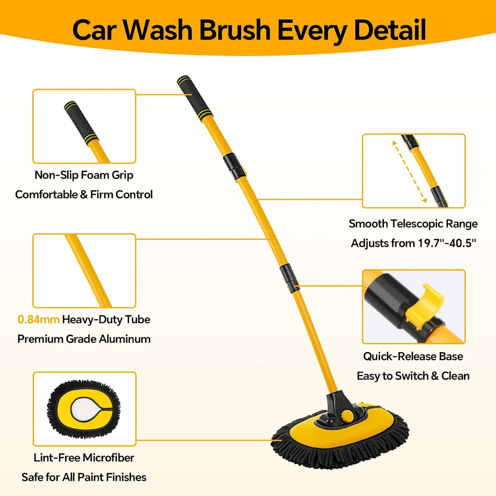 7-in-1 Car Wash Kit with 20L Collapsible Bucket & Brush – Car Wash Mop wi...