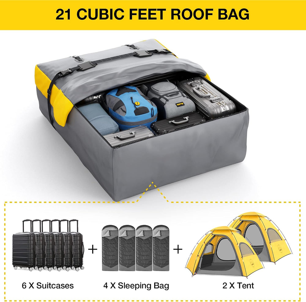 Car Roof Bag Rooftop Cargo Carrier, 21 Cubic Feet Waterproof Roof Luggage Car...
