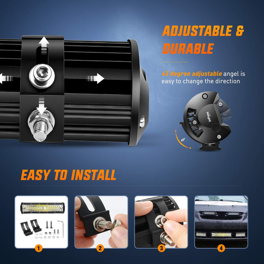 Nilight ZH411-A 12Inch 12 Inch 300W Triple Row Flood Spot Combo 30000LM Led O...