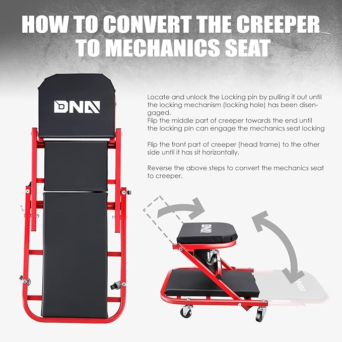 DNA MOTORING TOOLS-00186 40 Inches 2 IN 1 Rolling Folding Car Creeper/Seat (...