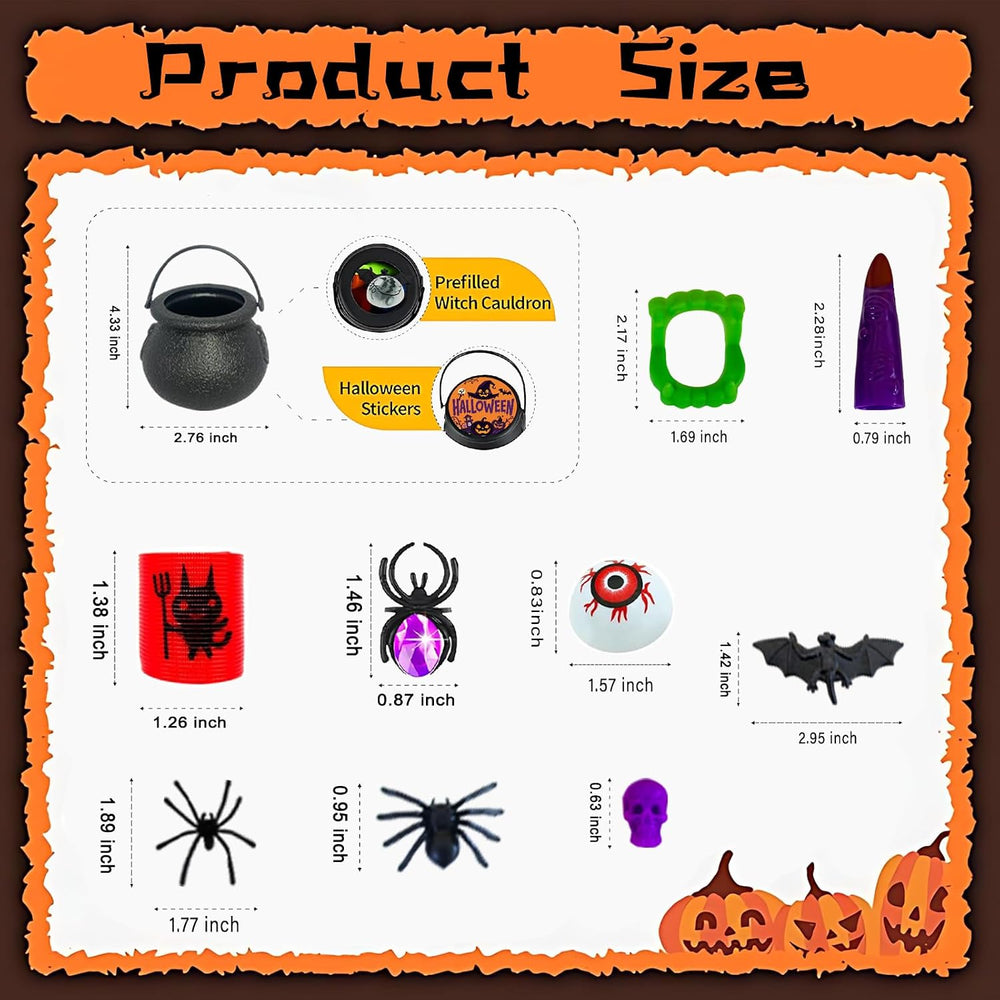 288PCS Halloween Party Favors, 24 Mini Cauldron Sets for Trick or Treat