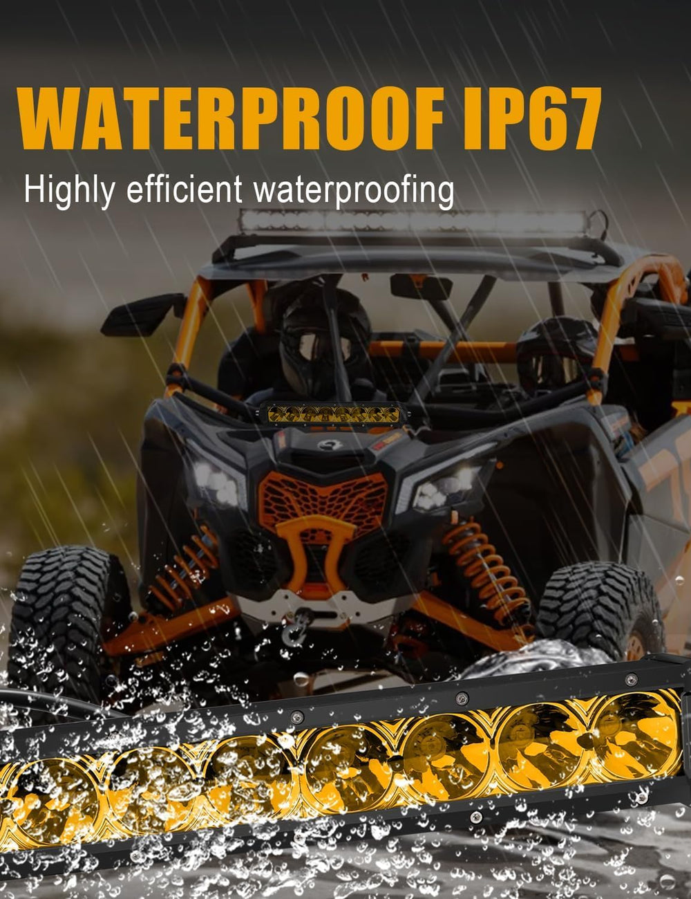 Chelhead 40W Yellow LED Light Bar for Can-Am Maverick X3, Shock Tower Mount