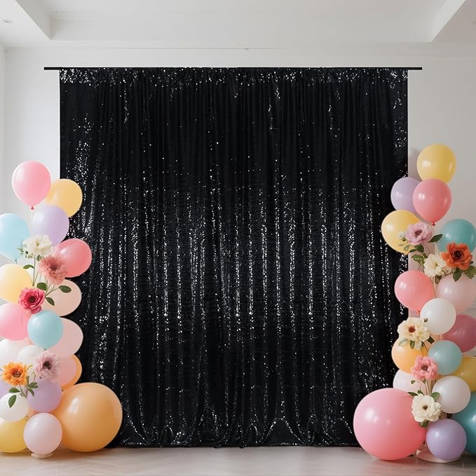 SquarePie Sequin Backdrop Curtain Less See Through Thick Glitter Background f...