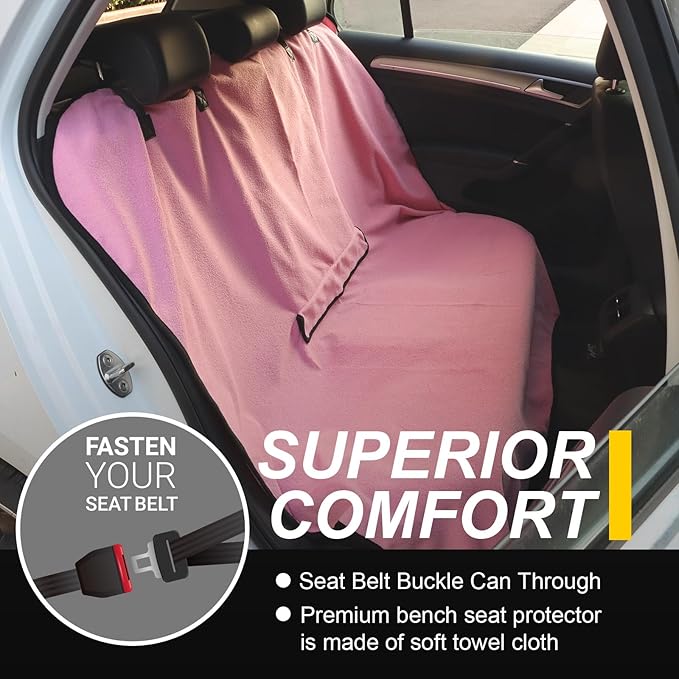 Back Seat Cover for Car Trucks Van SUV, Waterproof Rear Bench Towel Seat Covers