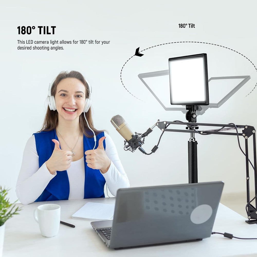 NEEWER NL-116AI 9" LED Video Light Panel, Camera Lighting with Desk Tripod