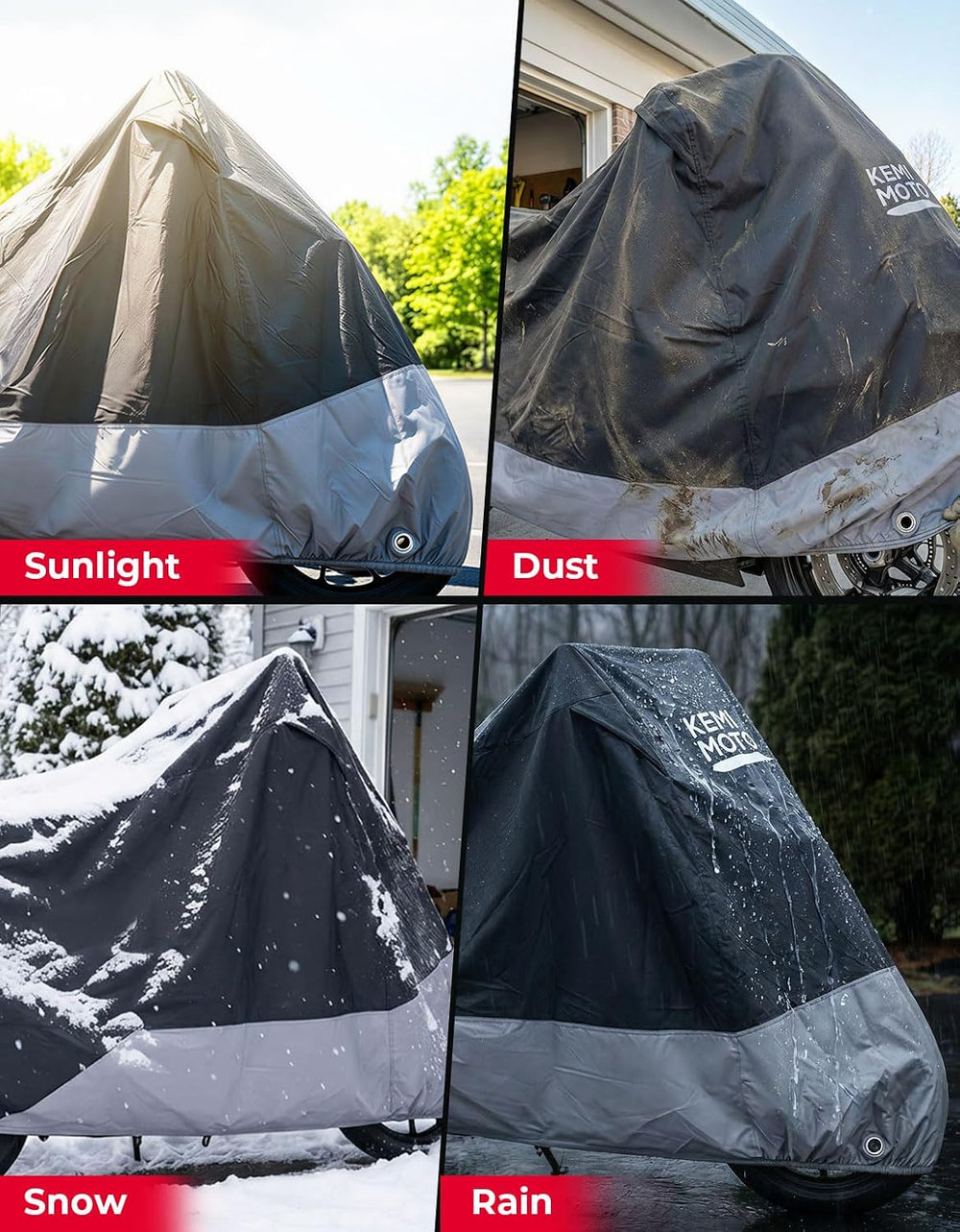 KEMIMOTO 420D Heavy Duty Waterproof Motorcycle Cover Side Top Box Fit Adventu...
