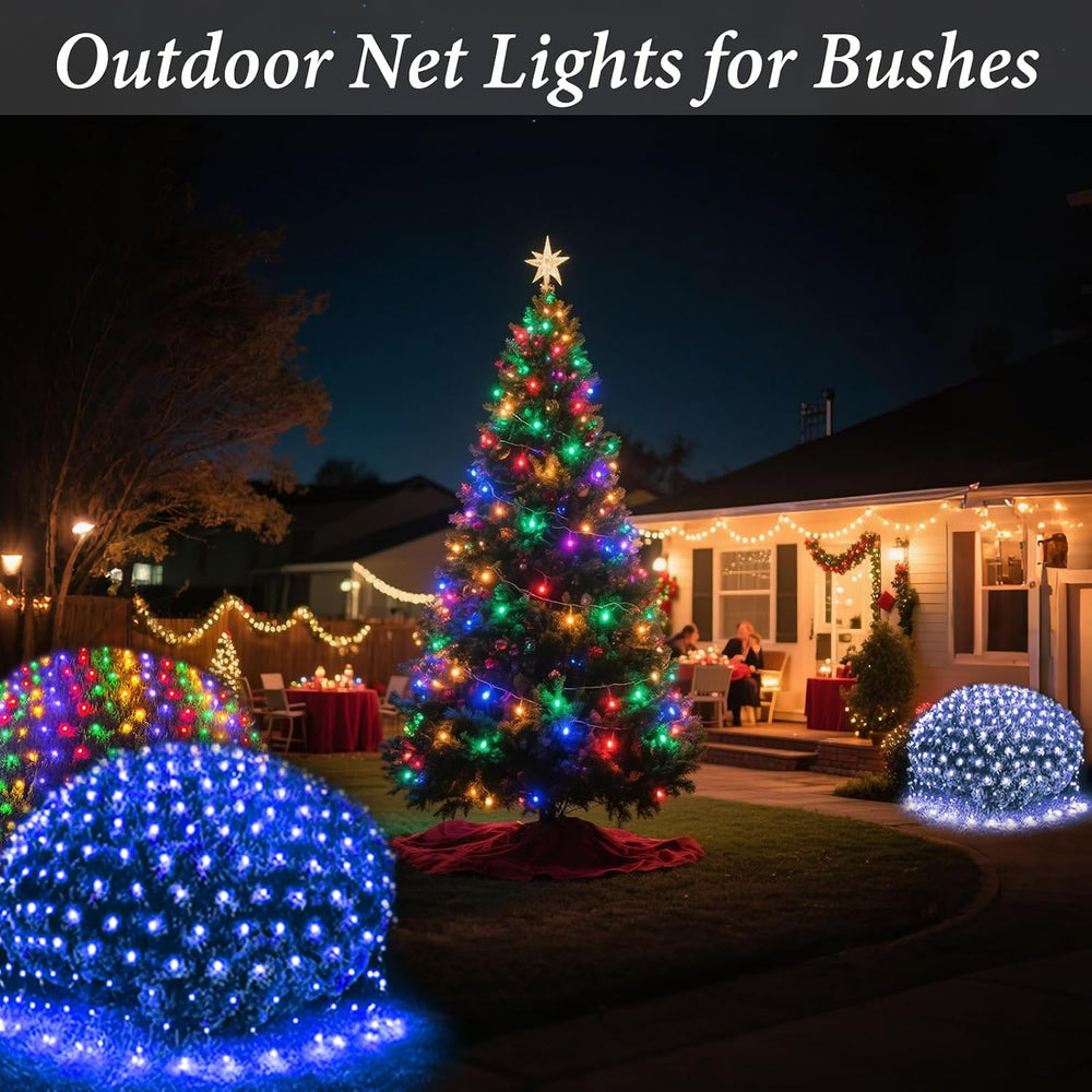OYCBUZO 300LED Net Lights, 14.8ft x 5ft Christmas Net Lights Outdoor Connecta...