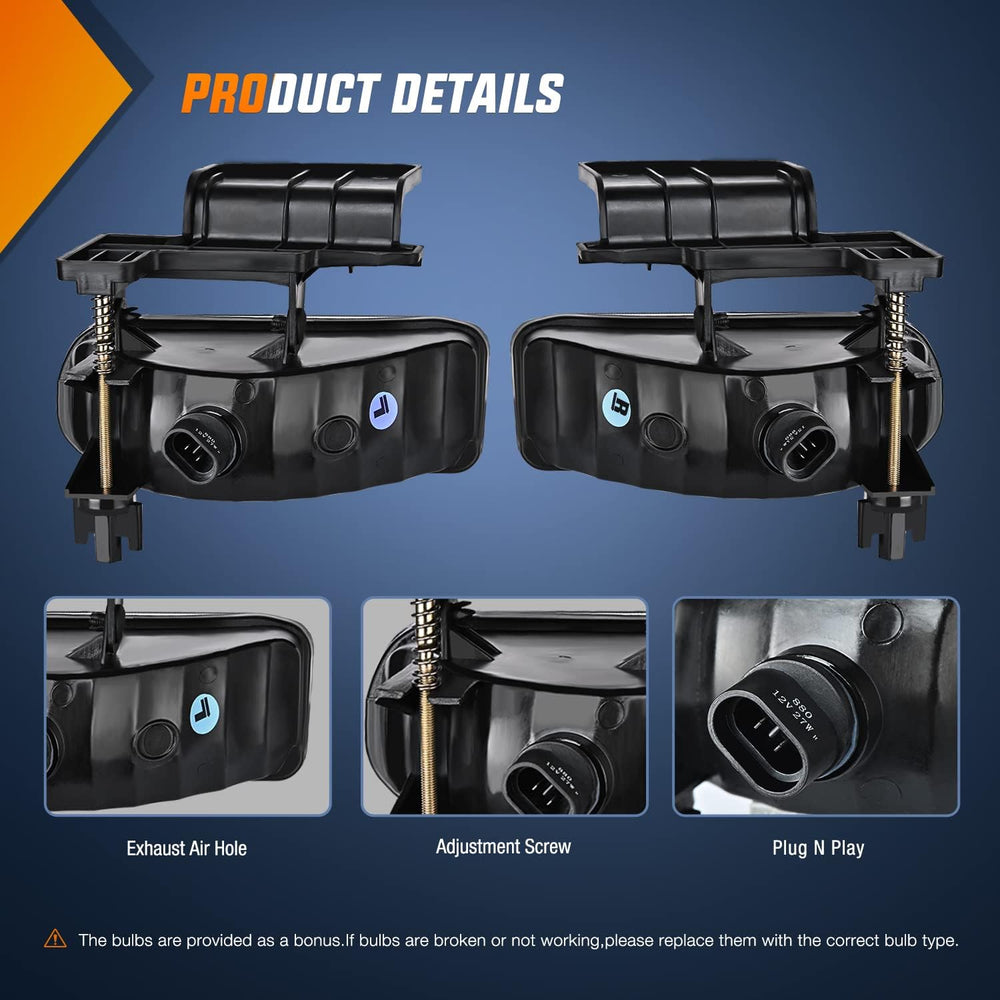 Nilight Fog Light Assembly Compatible with 2000-2006 Chevy Suburban Tahoe