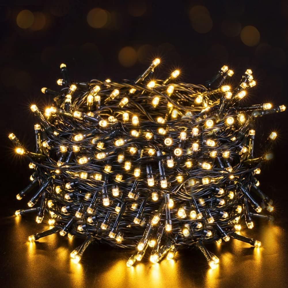 Quntis Battery Powered String Lights Outdoor, 132FT 300 LED Indoor Christmas ...