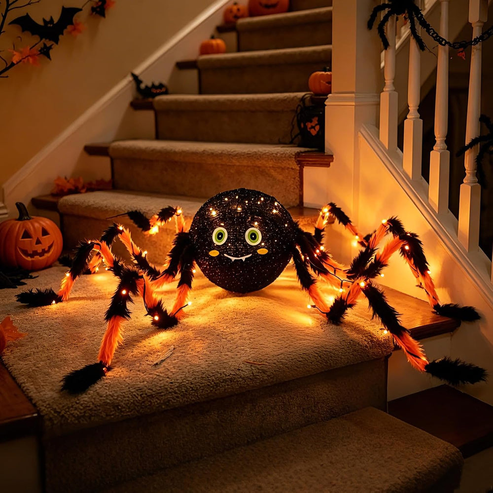 LITBLOOM Halloween Spider with Lights 54IN for Porch Yard Decoration