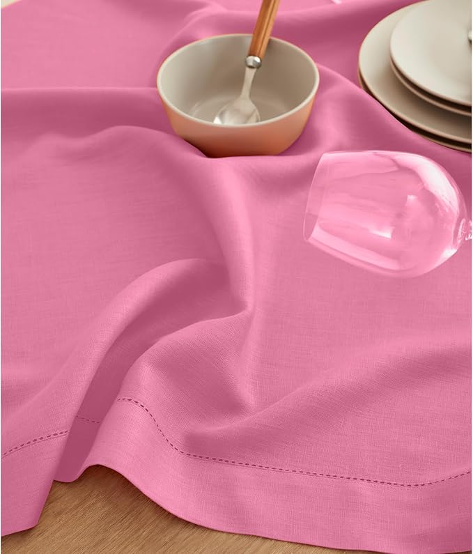 Solino Home Linen Flamingo Pink Table Runner 132 Inches Long - 100% Pure Line...