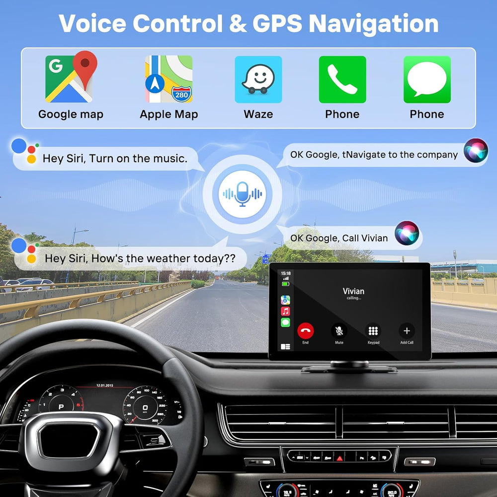 9" Wireless Apple Carplay Screen for Car with OTA Update, Backup Camera