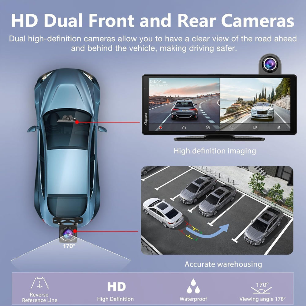 Carpuride Wireless Carplay & Android Auto with Dash Cam