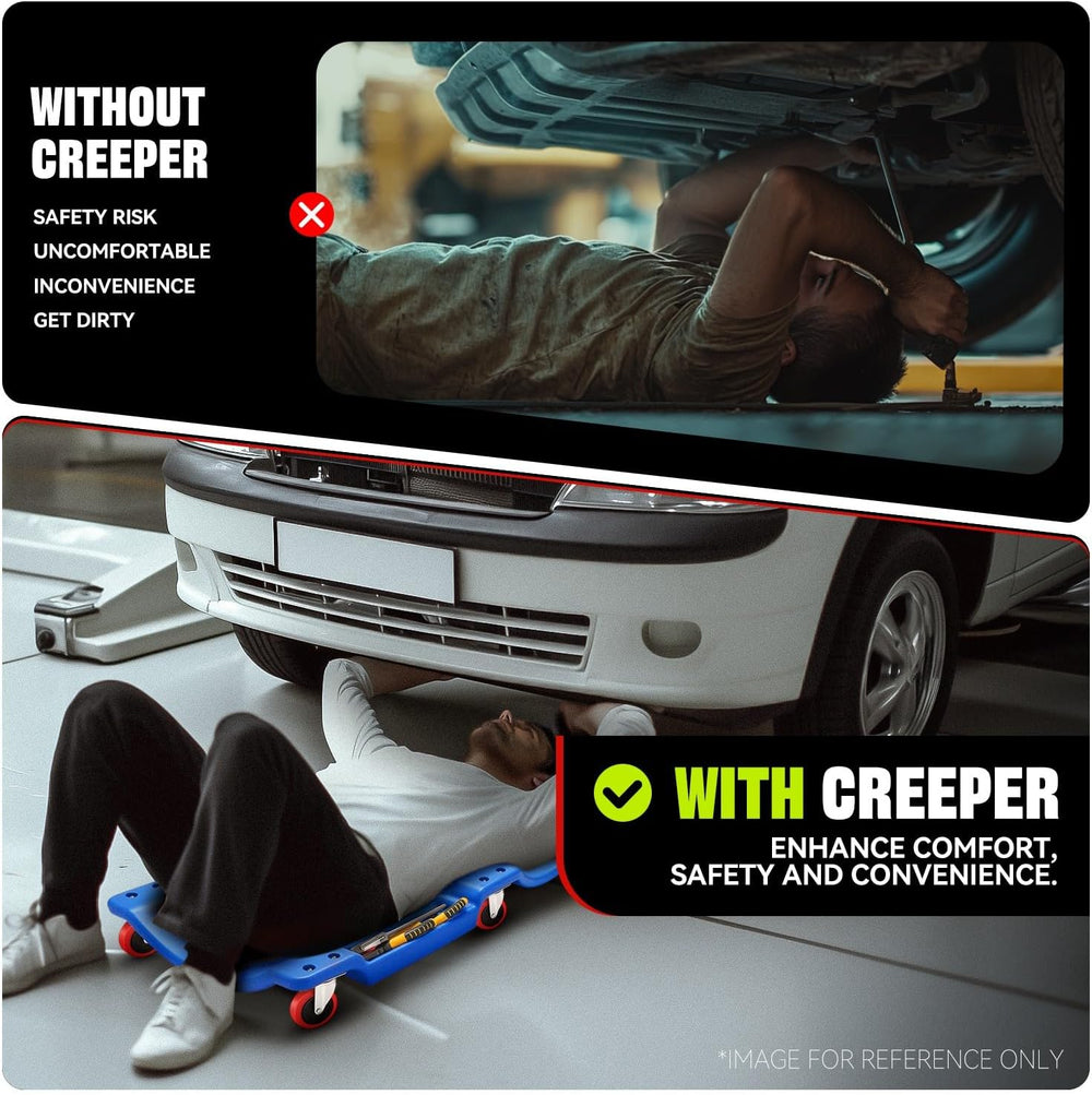Auto Dynasty 36 in Low-Profile Under-Car Rolling Mechanic Creeper, Blue
