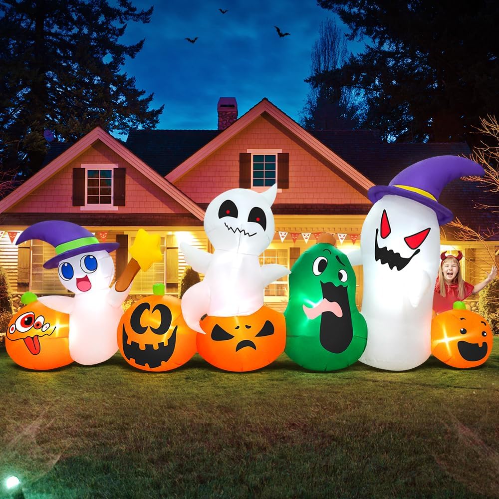 8 FT Halloween Inflatables Blow up Outdoor Decoration, Inflatable Ghost with ...
