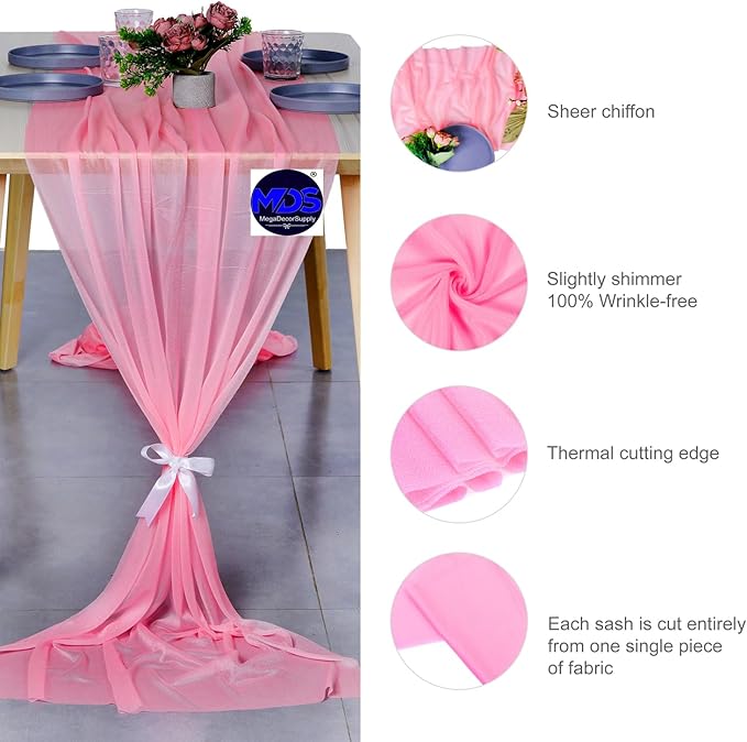 MDS Halloween Chiffon Table Runner - 5 Pack, 29 x 170 Inches, 14ft Each - She...